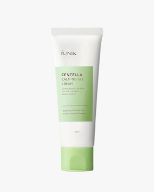 iUnik Centella Calming Gel Cream tube (60ml). Soothing moisturizer for blemish calming and acne-prone skin.
