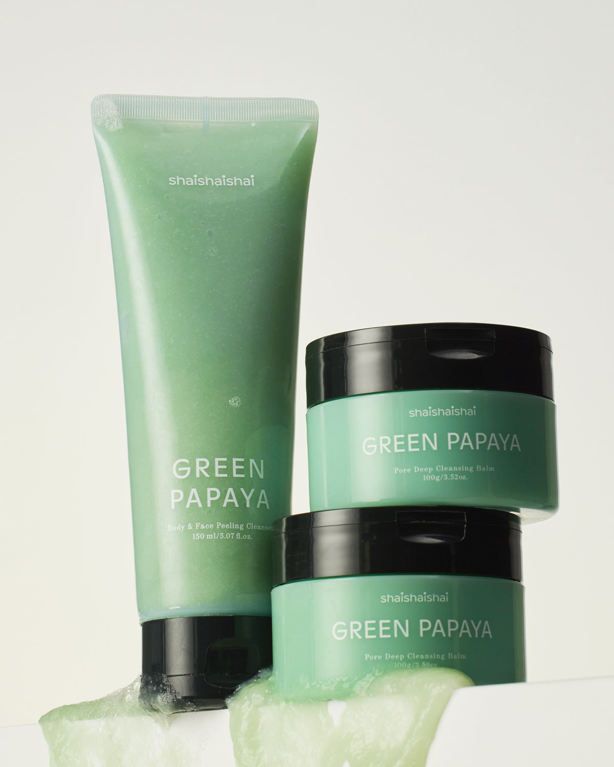 shaishaishai Green Papaya Body & Face Peeling Cleanser_Gentle Exfoliating Face & Body Cleanser for Smooth, Hydrated Skin