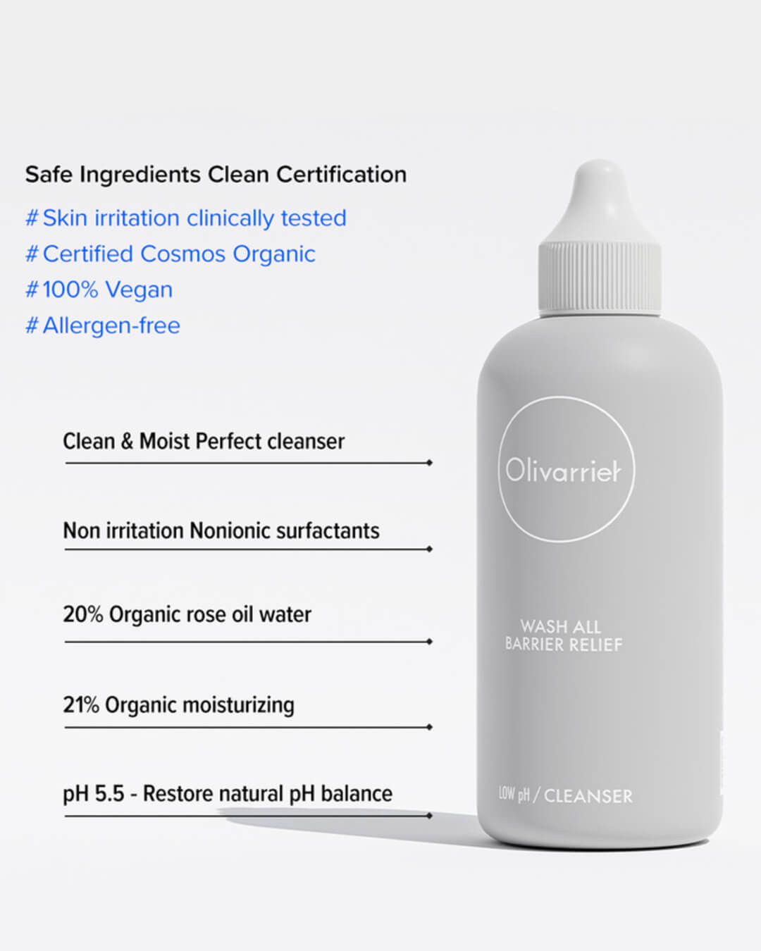 Olivarrier Wash All Barrier Relief Cleanser Ohlolly Korean Skincare Oil to Foam Low pH Organic